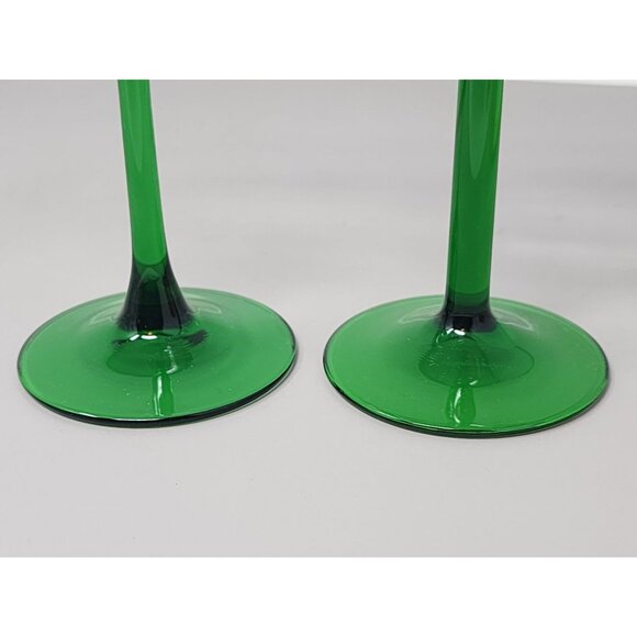 Vintage Green-Stemmed Crystal Wine Glasses Set Of‎ 2 - Picture 7 of 10